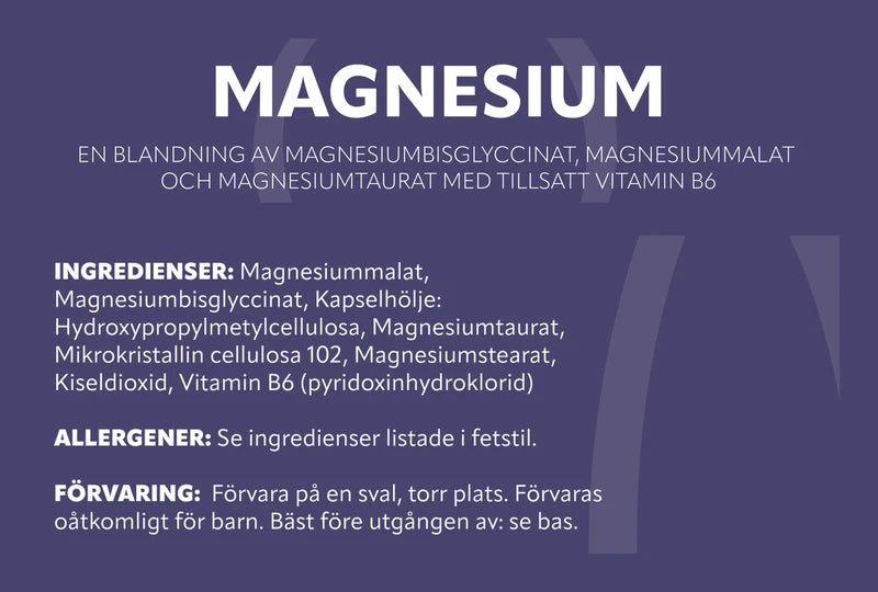 Ingredienslistan på baksidan av burken Vitanord Magnesium